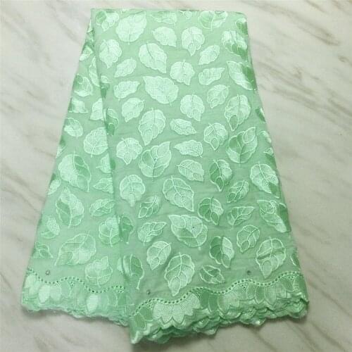 Mint Green Lace Fabric Swiss voile Lace Fabric 100% Cotton With Stones Swiss Voile In Sitzerland For Dubai Lace 5 yards Fabrics