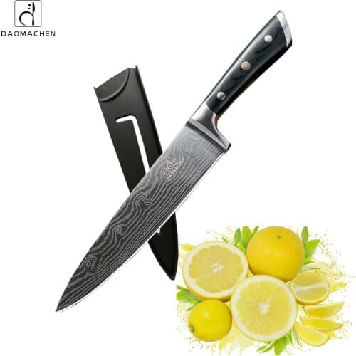Kitchen knife Chef Knives 8 inch Japanese 7CR17 440C High Carbon Stainless Steel Sanding Laser Pattern Vegetable Free shipping