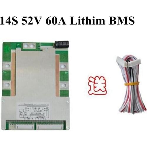 14S Li-polymer Bms Li Ion Pcm for 14S 51.8V Lithium Battery Pack 3.7v 60A Li Po Bms Protection Board 50V 56V 64V 14S 60A BMS