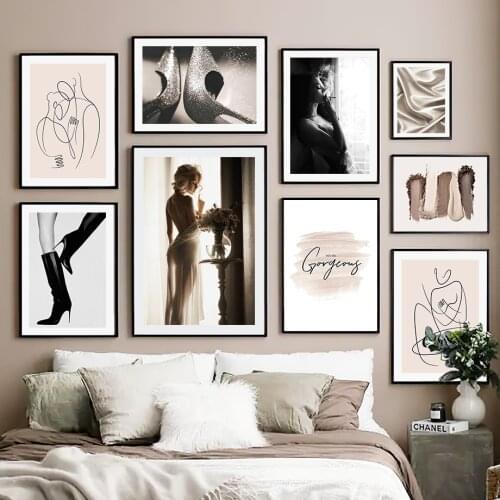 Fashion Girl Shiny High Heels Foundation Wall Art Canvas Painting Nordic Posters And Prints Wall Pictures For Living Room Decor