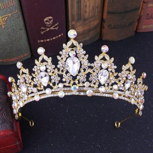 Fashion Classic Handmade Bridal Hair Accessories AB Color Crystal Wedding Crowns Tiaras Romantic Princess Crown Headpieces