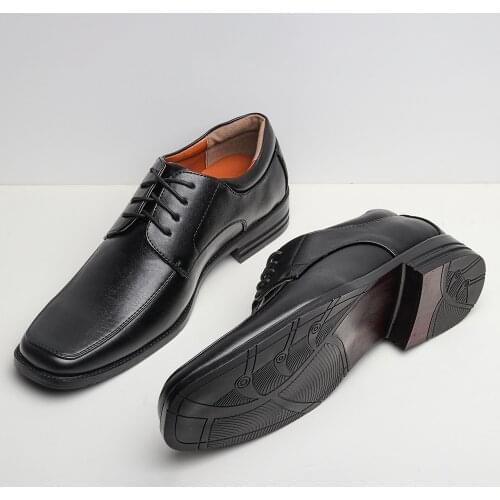 Mens Dress Shoes Men original Retro Square toe Casual Leather Shoes for men with free shipping