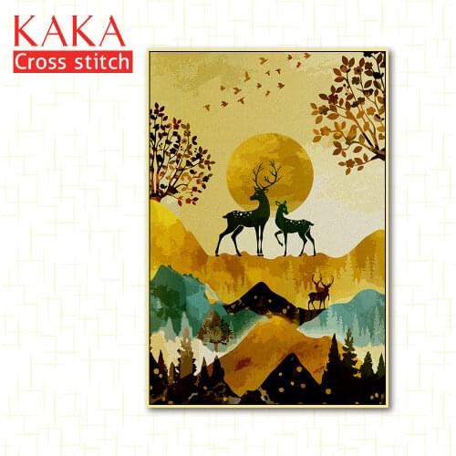 Cross stitch kits,Embroidery needlework sets with printed pattern,11CT-canvas for Home Decor Painting,Animals Full NCKA082