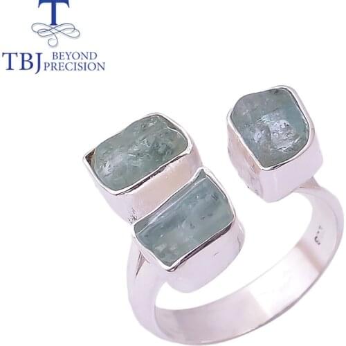 Natural Brazil 7.4ct Aquamarine Rough gemstone Ring handmade jewelry 925 sterling silver fine jewelry for women unique Jewelry