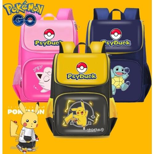New Pokemon School Bag Pikachu Backpack Cartoon Anime Lightweight Waterproof Elementary School Boys Girls Space Student Kids Bag