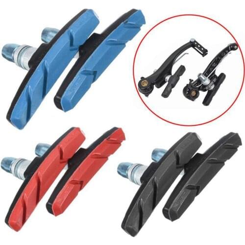 One Pair Mountain Road Mute Bike Brake pads MTB Bicycle Braking V-Brake Holder Shoes Rubber Blocks Durable Cycling Accessories