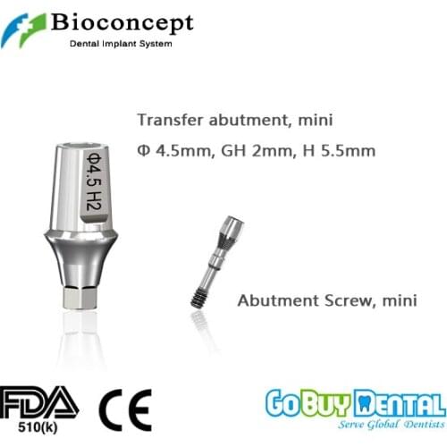 Osstem TSIII&Hiossen ETIII Compatible Hex Mini transfer abutment D4.5mm, gingival height 2mm, height 5.5mm(331020)