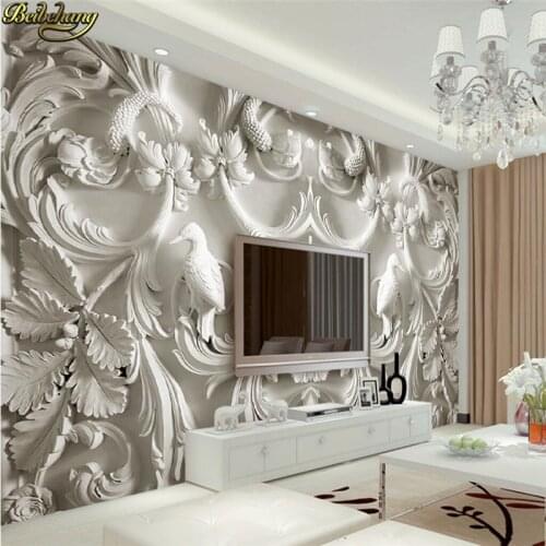 Beibehang Custom photo wallpaper large mural wall stickers classic white European relief 3d TV wall murals papel de parede