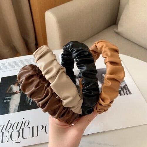 South Korea Dongdaemun temperament spring and summer new pu leather fold headband retro simple headband hair accessories female