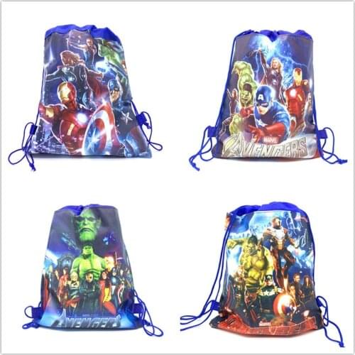 1Pcs Disney Avenger Baby Shower Non-woven Fabric Backpack Party Favor Child Boy School Bag Decoration Cartoon Drawstring Bag