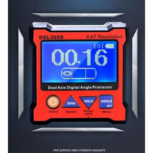 Dual Axis Laser Level Digital Angle Protractor with 5 Side Magnetic Base High-precision Dual-axis Digital Display Level Gauge