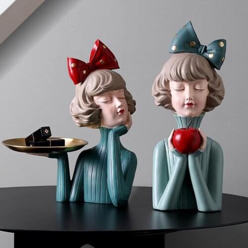 Modem-Girl Resin Art Statue Fairy Fashion Style Sculptures Desktop Ornaments Home Decor Table Figurines YE-Hot