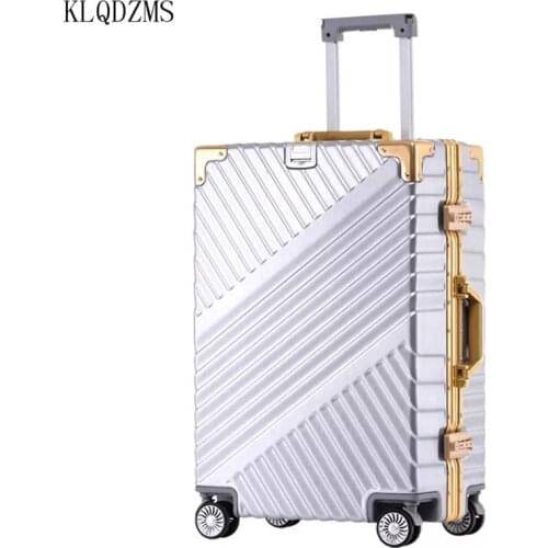 KLQDZMS ABS Retro Aluminum Frame Fashionable Trolley Luggage Bag 20’’24’’26’’29 Inch Innovative Suitcase With Spinner