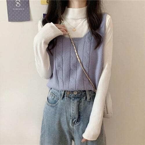 Women Sweater Vest Autumn Twist Slim Outer Wear Sleeveless Vest Knitted Top Womens Clothing