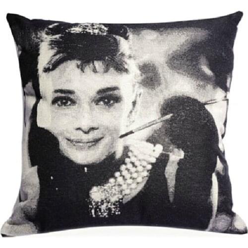 Vintage NEW 3D Retro Audrey Hepburn Pop Art Pillow Case Decorative Cushion Cover Sham