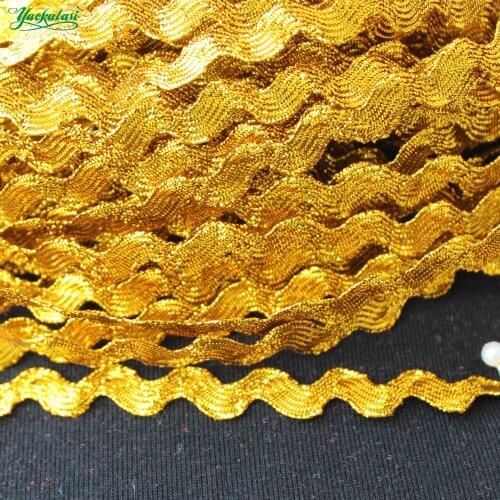 YACKALASI 18 Yds S Wave Striped Lace Crochet Braided Band Gold Trims Cosplay Costumes Appliqued Sewing Apparel Ribbon 0.3-0.8CM