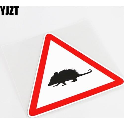 YJZT 14.5CM*12.5CM Fun Warning Mark Mouse Decal PVC Car Sticker 13-0769