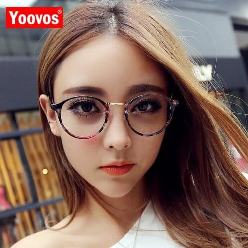 Yoovos 2021 Glasses Frame Women Round Glasses Women Retro Eyeglasses Frames For Women/Men Clear Transparent Lentes De Mujer