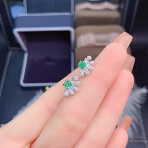 Ewelry Natural Emerald 925 Sterling Silver Women Earrings New Ear Studs Support Test Luxury 4mm*4mm