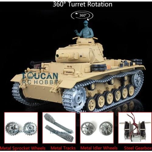 1/16 Henglong 6.0 Panzer III H RC Tank 3849 W/ 360 Turret TH12556-SMT4
