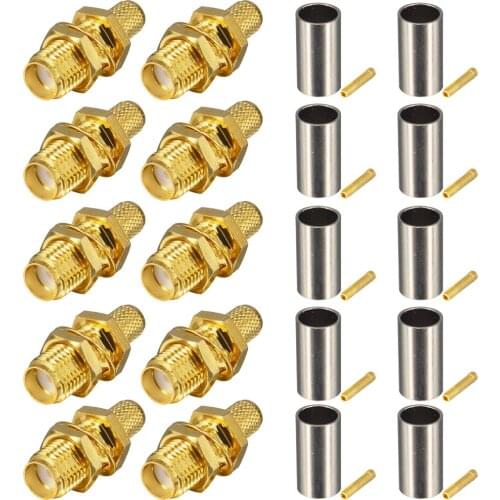 100 pieces/lot) SMA Connector SMA Jack Female Straight Crimp for LMR195 RG58 Cable wire Connector