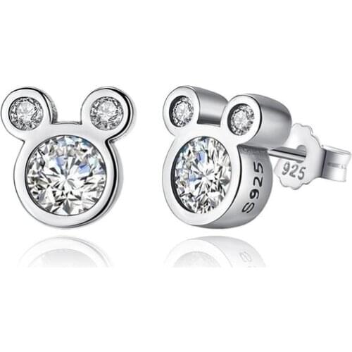 2pcs Disney Mickey mouse Cartoon Women crystal stud Accessories doll earring Pendant jewelry lady doll earring gift Sweater