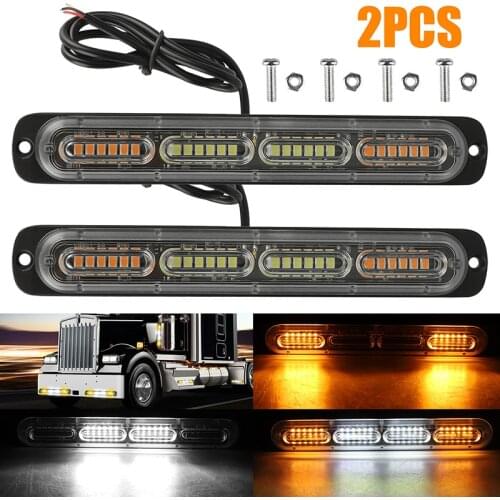 2pcs LED Warning Strobe Light Amber White Car Truck Emergency Traffic Advisor Hazard Flash Strobe Lamp Bar For Vehicle Truck