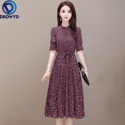 2021 Beach Midi Dress for Women Summer Fashion Short Sleeve O-neck Bodycon Red Chiffon Dress Elegant Boho Party Dresses Vestidos