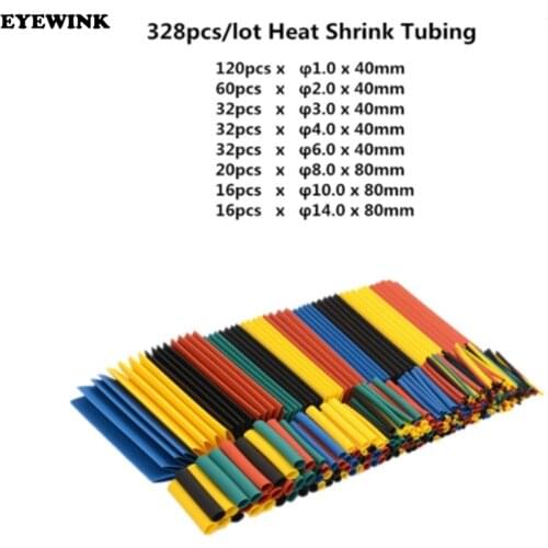 328Pcs/530pcs/set Sleeving Wrap Wire Car Electrical Cable Tube kits Heat Shrink Tube Tubing Polyolefin 8 Sizes Mixed Color