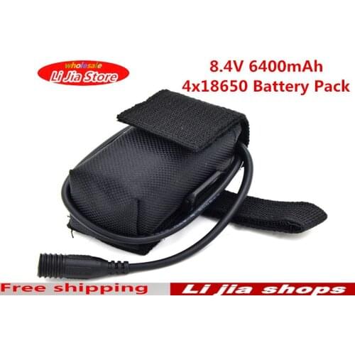 4x18650 6400mAh Rechargeable 18650 Li-ion Battery Pack For Bike Bicycle Light Battery Pack Bag
