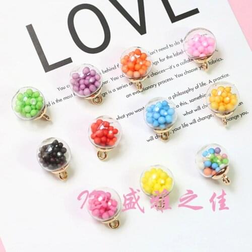 5pcs/set DIY Accessories Ins Round Transparent Mermaid Bubble Glass Ball Crystal Earrings Charms