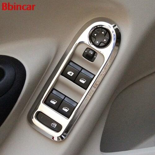 Bbincar ABS Chrome Inner Door Window Glass Switch Panel Handrail Armrest Trim Stick molding For Peugeot 301 2013 2014 4pcs/Set
