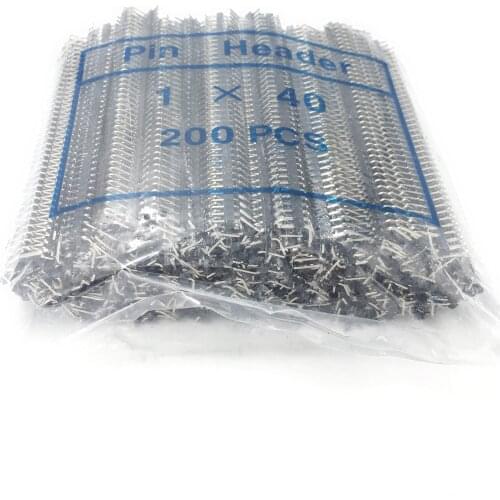 Free Shipping 200pcs/lot Pin Header 2.54mm Right Angle Pin Connector Single Row Male 2.54 Breakable Pin Header 40 Pin 1*40Pin