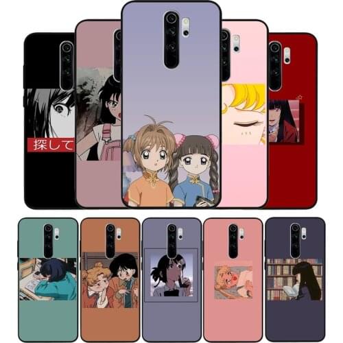 Anime black Silicone Phone Case For Redmi note 8 7 Pro S 8T for redmi 9 7A Cover