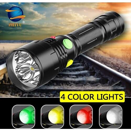 Signal Traffic Safety LED Flashlight 1200LM,red Yellow White Green 4 Color Flashing Pattern for Traffic Signal Outdoor Camping