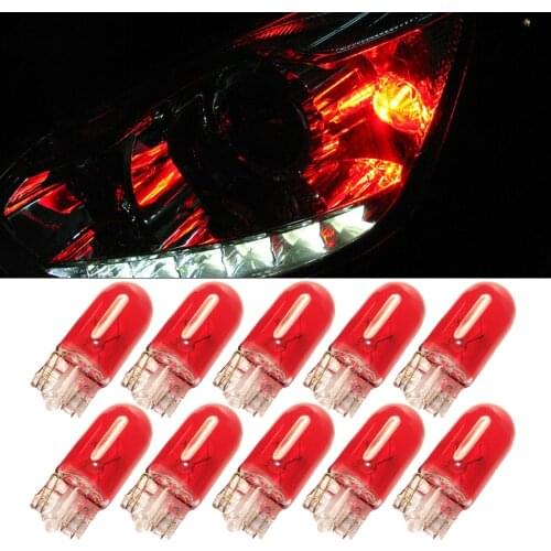 10pcs T10 W5W Red 12V 5W 194 158 168 192 Car Position Light Halogen Parking Lamps