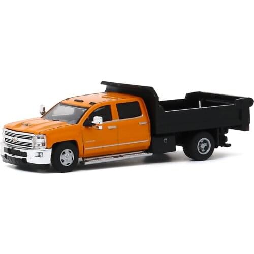 GreenLight 1:64 2017 Chevrolet Silverado 3500 Dually Dump Truck boutique alloy car toys for children kids toys Model original