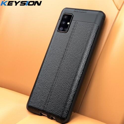KEYSION Shockproof Case for Samsung M51 M31S Litchi leather texture silicone Phone Cover for Galaxy S20 FE M31 M21 M11 M01 Core