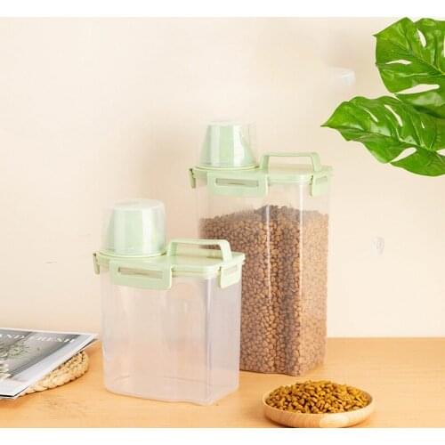 Dog Food Box Cat Feeder Bucket Pet Feed Container Food Storage Barrel Measuring Cup Dogs Bowl Large Capacity Boxes Containers