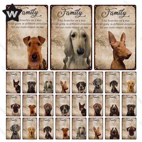Metal Tin Dog Sign Vintage Metal Poster Retro Tin Sign Iron Decor Dog Metal Family Sign Retro Style Wall Stickers for Home Decor