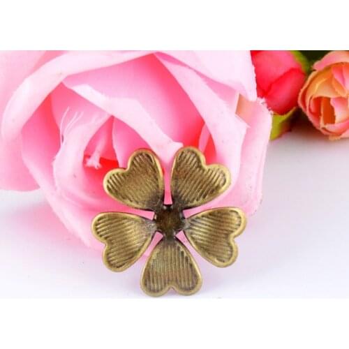 MIAOCHI 50Pcs Bronze Tone Filigree Wraps Flower Connectors Metal Crafts Gift Decoration DIY Findings 3.2x3.2cm J0531