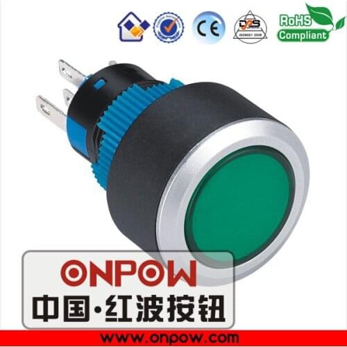 ONPOW 22mm momentary illuminated pushbutton switch LAS1-AWY-11/G/12V