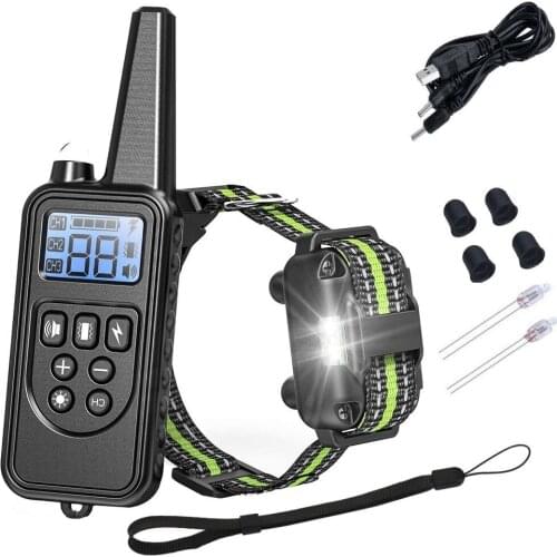 Pet Dog Training Collar Remote Electric Shock Vibration Rechargeable Rainproof Blue LCD For 3 Dogs