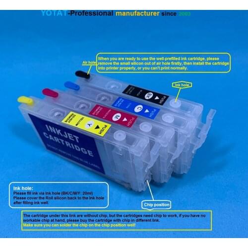 YOTAT (No chip) Empty T35XL Refillable Ink Cartridge T3591 T3592 T3593 T3594 for Epson Workforce Pro WF-4720 WF-4725 WF-4740