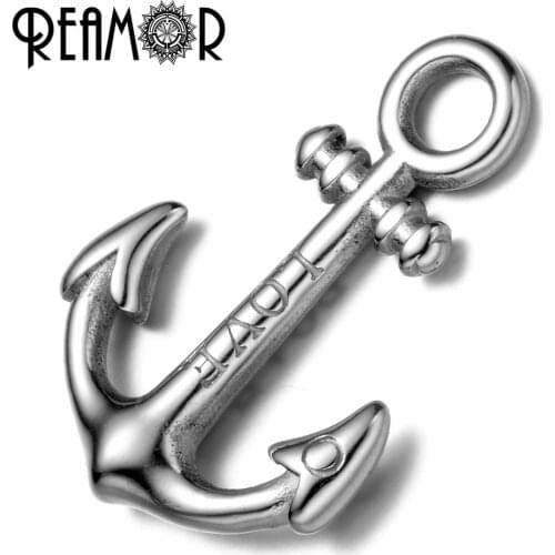 REAMOR 316L Stainless steel Anchor Carving Love Letter Connectors Charms For Bracelet & Necklaces Pendant Jewelry Making