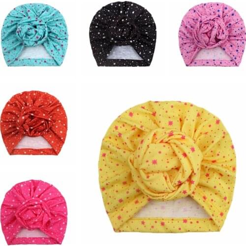 6 Colors 19*17 CM Fashion Handmade Flowers Beanie Caps Newborn Baby Printed Hats Infant Hair Accessories Photography Headwear