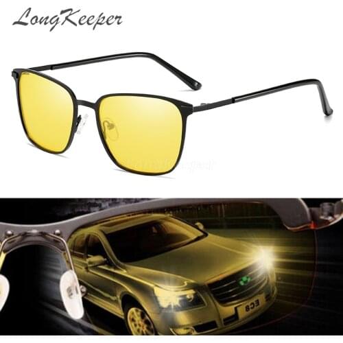 LongKeeper Car Polarizer Mens Night Vision Sunglasses Women UV400 Polarized Driving Sun Glasses Yellow Lens Anti-glare Okulary