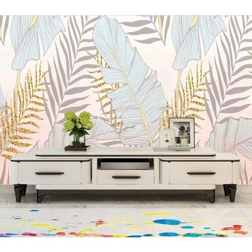 Modern Nordic Leaves Custom Wallpaper Pattern Wallpaper Wall Mural For Bedroom Wall covering Home Decoration YM-YH0703