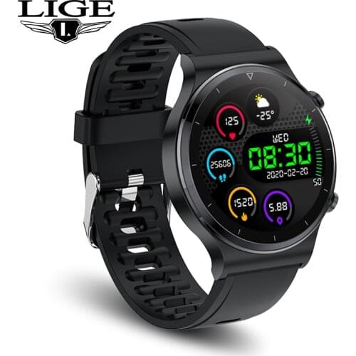 LIGE Full Touch Screen Smart Watch Sports Bracelet Heart Rate Blood Pressure Monitor Custom Watch Face Bluetooth Call Smartwatch