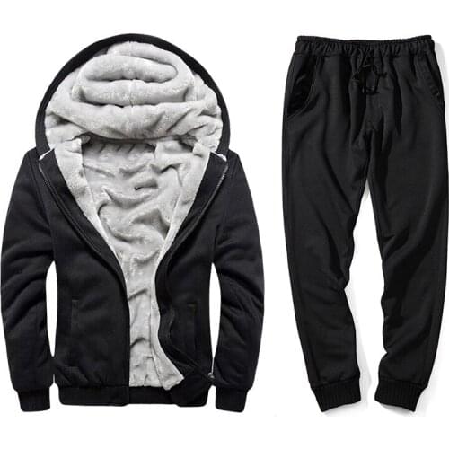 Tracksuit Men Winter Camouflage Hoodies Casual Hooded Warm Sweatshirts Thick Fleece Jacket+Pant Sports Suit for Men M-2XL